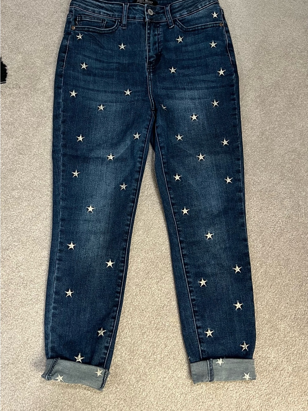 Judy Blue Dark Blue Star Embroidered Skinny Jeans